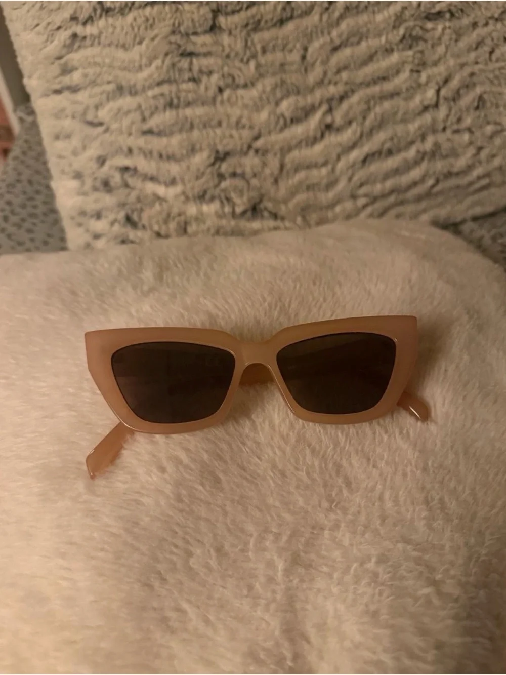 Forever 21 Beige Cat-Eye Sunglasses with Dark Lenses